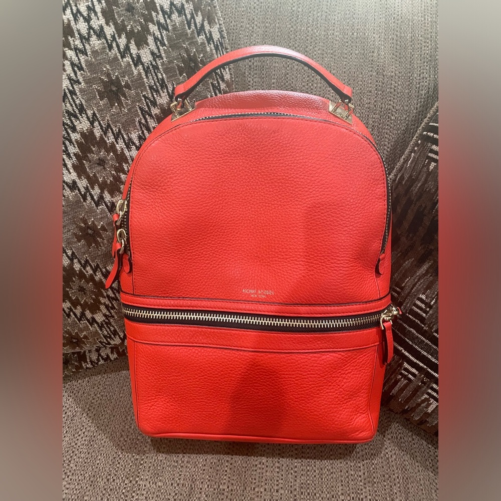 Henri Bendel EUC pebbled leather orange backpack